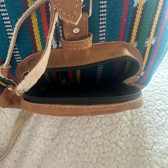 Handmade Guatemalan Canvas Drawstring Small Backpack - Picture 6 of 8
